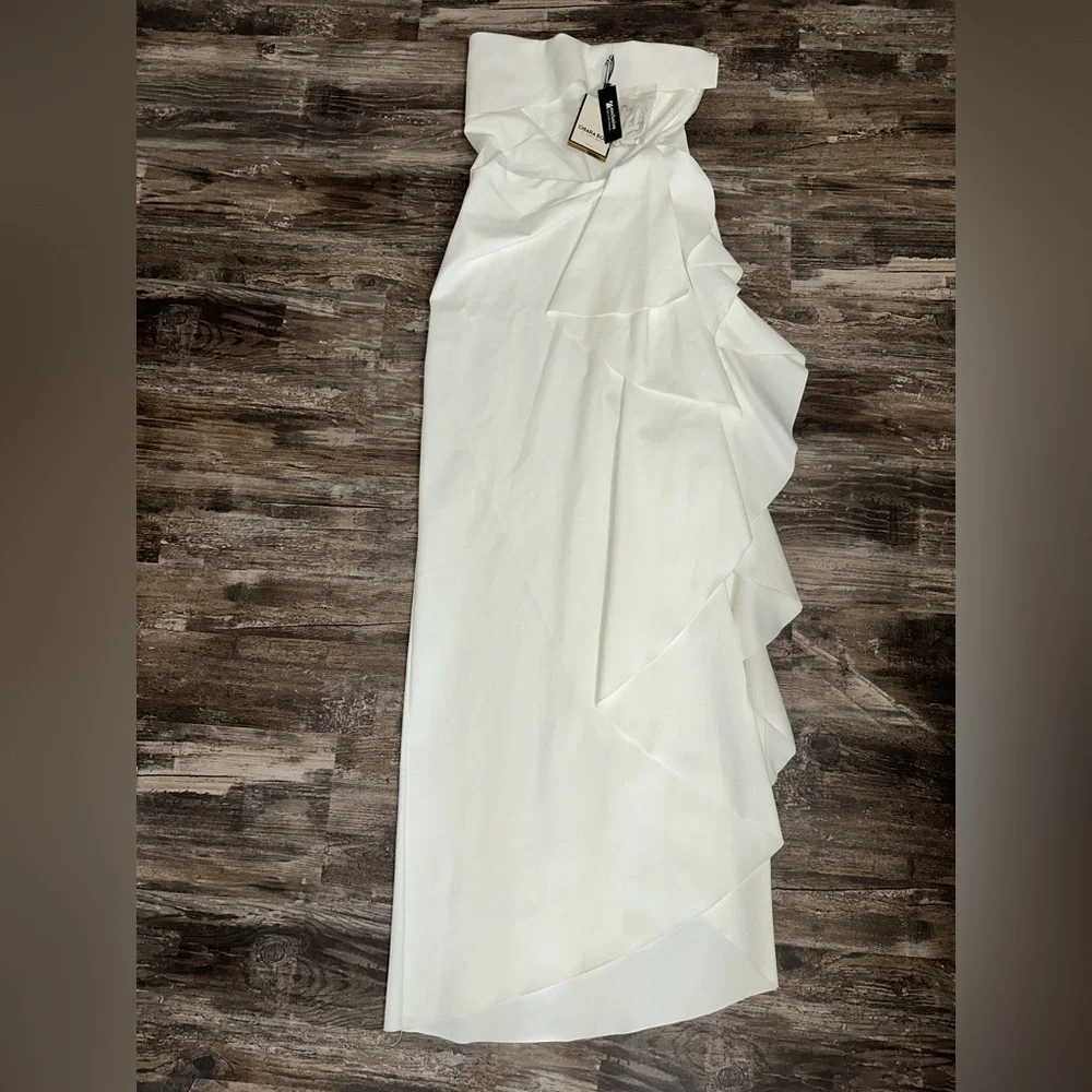 NWT Chiara Boni La Petite Robe Nyaveth White Strapless Long Column Dress Size 10 - Picture 4 of 10